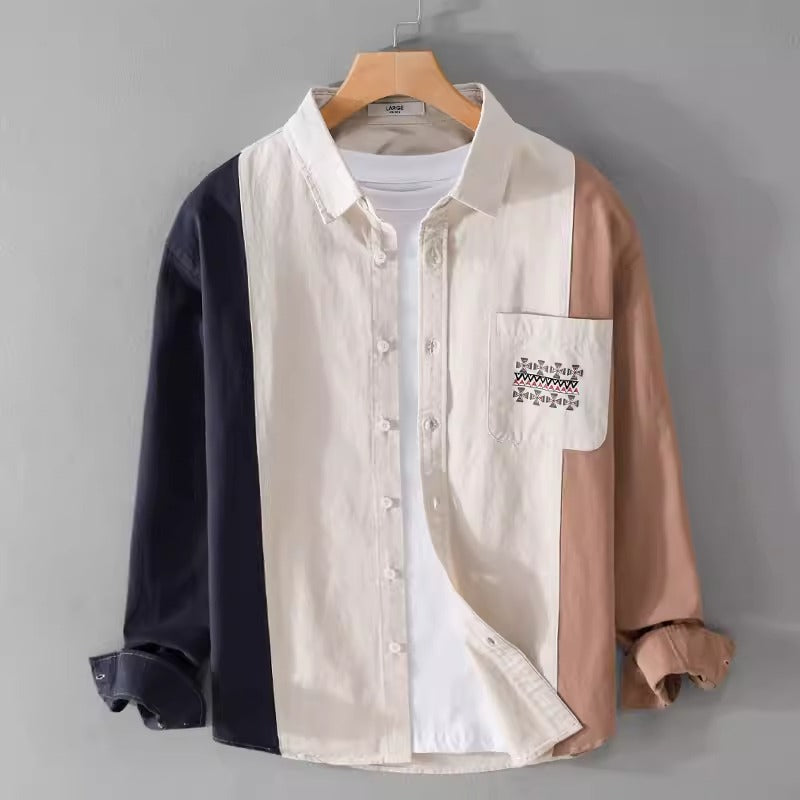 Importé - Chemise Pur Coton Brodé Homme à Manche Longue