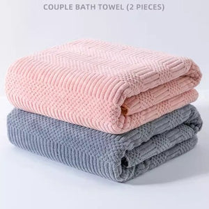 Importé - Lot de 2 Serviettes De Bain Ultra Douces Absorbantes à Séchage Rapide