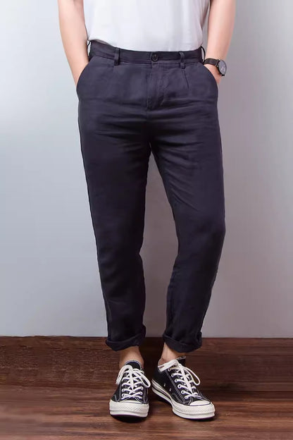 Importé - Pantalon 100% En Lin Décontracté Pour Homme