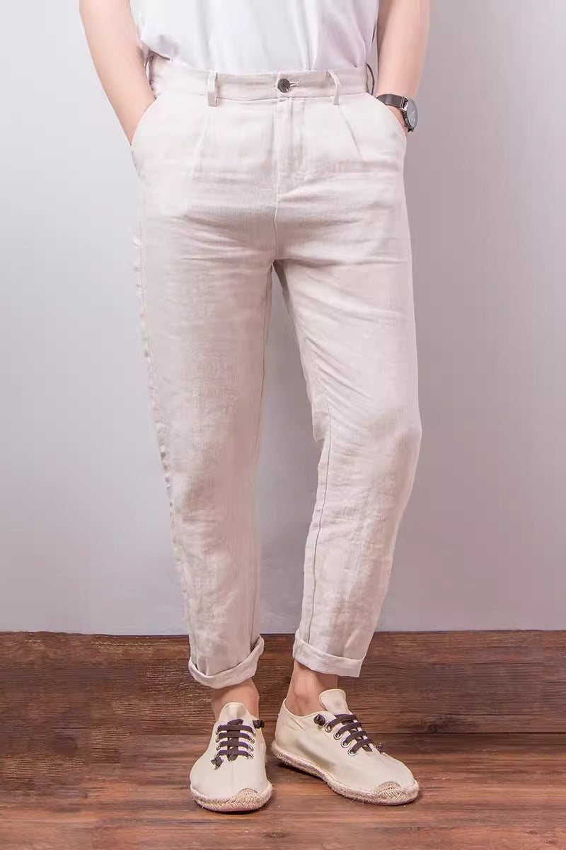 Importé - Pantalon 100% En Lin Décontracté Pour Homme