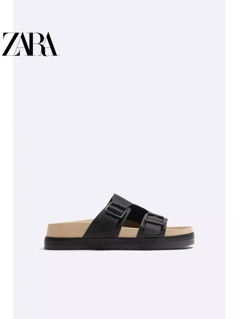 Importé - ZARA NEW - Sandales Homme A Lanières Légères Style Rétro  - Noir