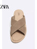 Importé - ZARA NEW - Sandales Homme A Lanières Style Rétro En Daim  - Brun