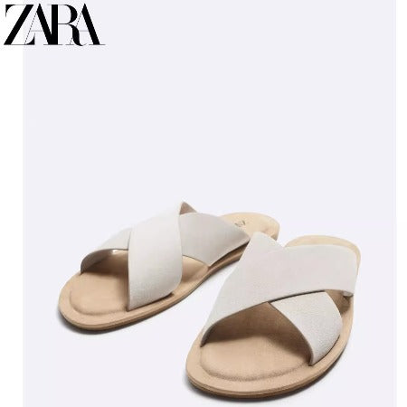 Importé - ZARA NEW - Sandales Homme A Lanières Style Rétro En Daim  - Gris