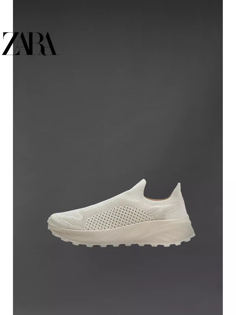 Importé - ZARA NEW - Chaussure Homme Sport Baskets Tricotées - Blanc Cassé