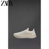 Importé - ZARA NEW - Chaussure Homme Sport Baskets Tricotées - Blanc Cassé