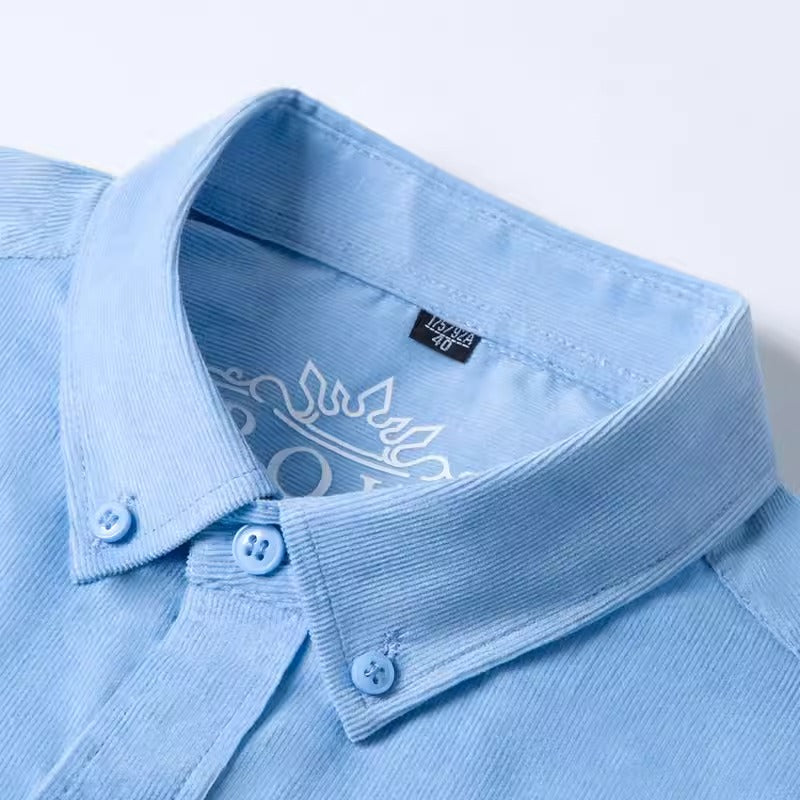 Importé - Chemise Homme Coton Velours Côtelé Manches Longues