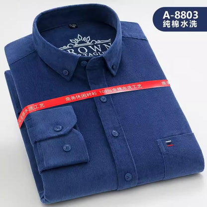 Importé - Chemise Homme Coton Velours Côtelé Manches Longues