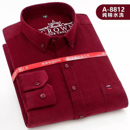 Importé - Chemise Homme Coton Velours Côtelé Manches Longues
