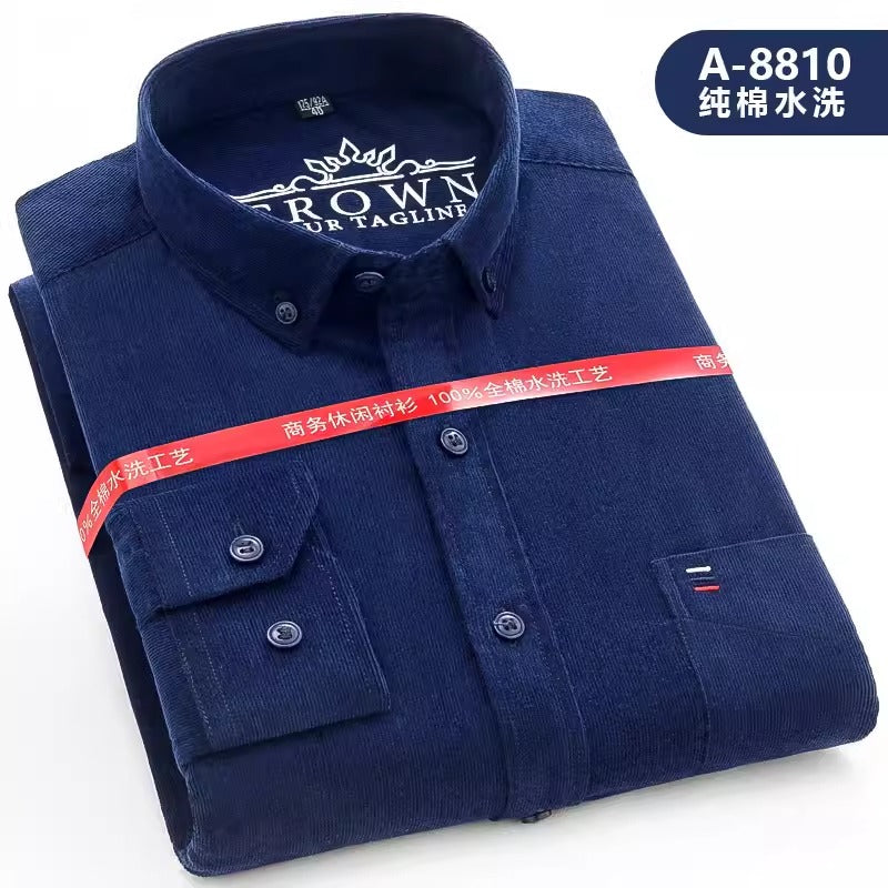 Importé - Chemise Homme Coton Velours Côtelé Manches Longues