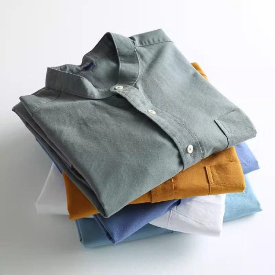 Importé - Chemise Col Mao Pur Coton Homme Manches Longues
