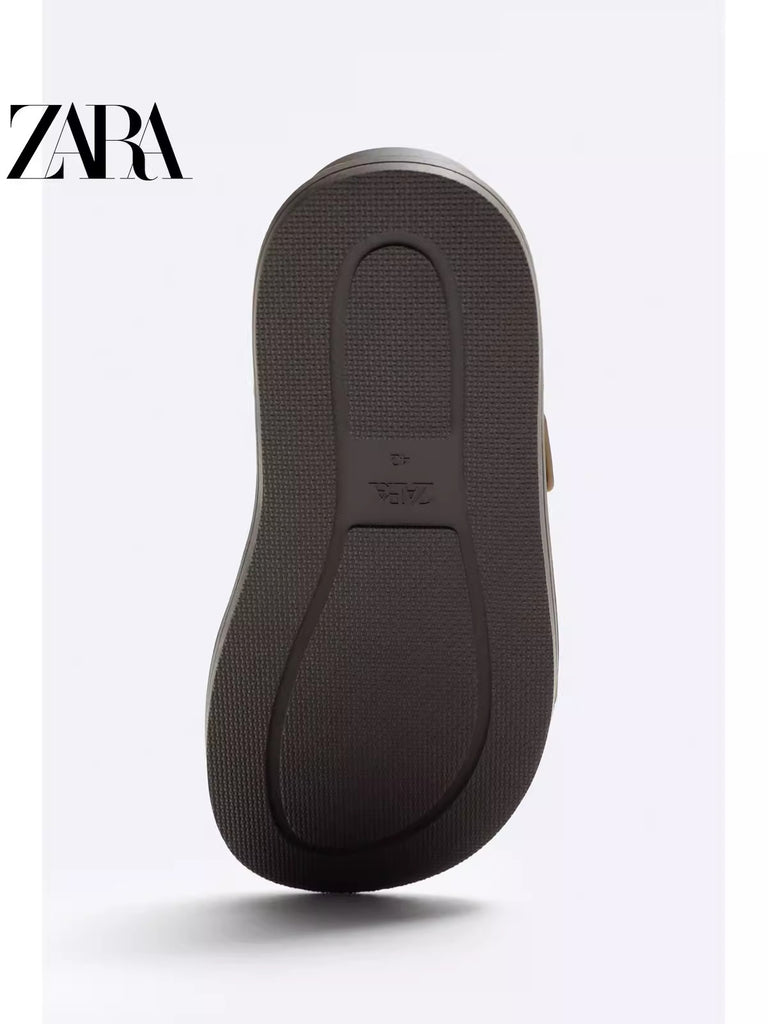 Importé - ZARA NEW - Sandales Homme Légères Style Rétro En Cuir De Daim