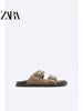 Importé - ZARA NEW - Sandales Homme Légères Style Rétro En Cuir De Daim