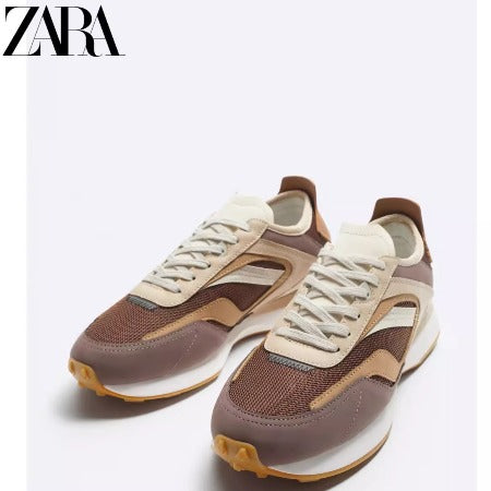 Importé  - ZARA NEW - Chaussure Homme Sport Baskets Confort Bi-Matière -Brun