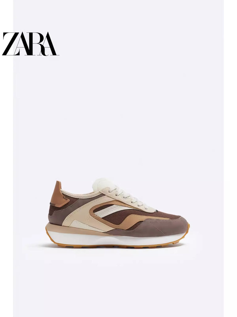 Importé  - ZARA NEW - Chaussure Homme Sport Baskets Confort Bi-Matière -Brun