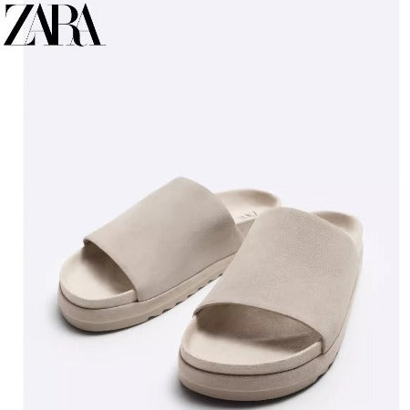 Importé - ZARA NEW - Sandales Homme Légères En Cuir Daim PU - Gris