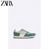 Importé - ZARA NEW - Chaussure Homme Sport Baskets Rétro Bi-Matière - Vert