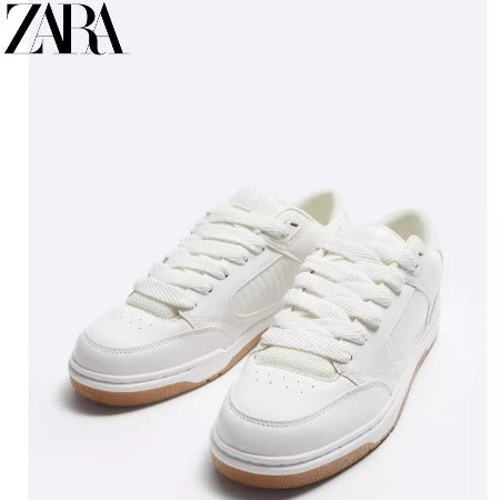 Importé - ZARA NEW - Chaussure Homme Sport Baskets Rétro Bi-Matière - Blanc