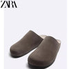 Importé - ZARA NEW - Sandales Homme Babouche Pantoufle En Cuir De Daim