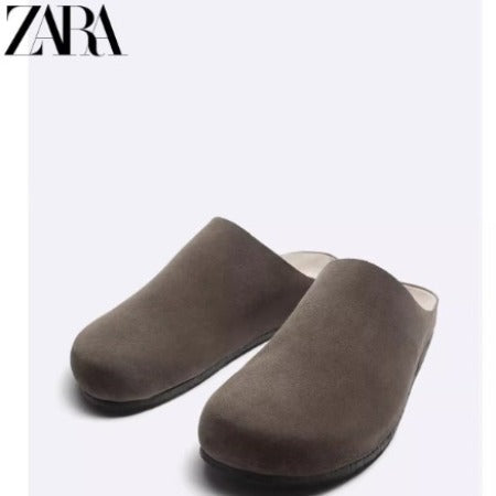 Importé - ZARA NEW - Sandales Homme Babouche Pantoufle En Cuir De Daim