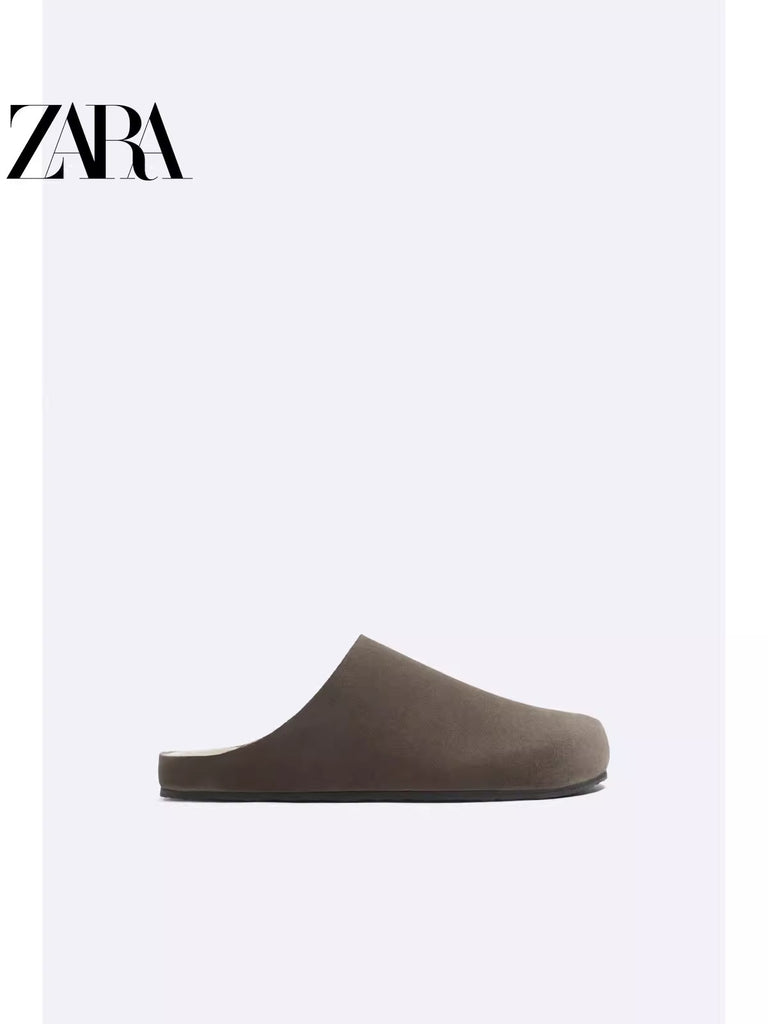 Importé - ZARA NEW - Sandales Homme Babouche Pantoufle En Cuir De Daim