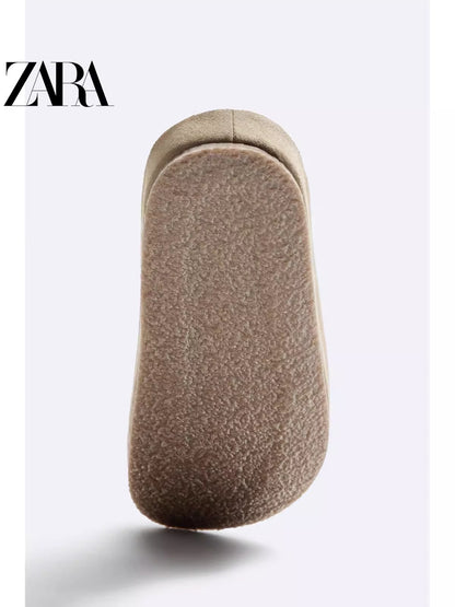 Importé - ZARA NEW - Sandales Homme Babouche Pantoufle En Cuir De Daim - Brun