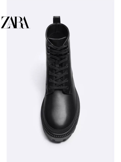 Importé - ZARA NEW - Chaussure Homme  Montantes Chelsea Boots A Lacets - Noir