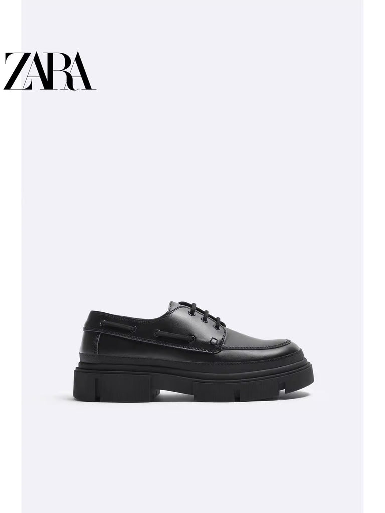 Importé - ZARA NEW - Chaussure Homme Britannique Confortables En Cuir - Noir