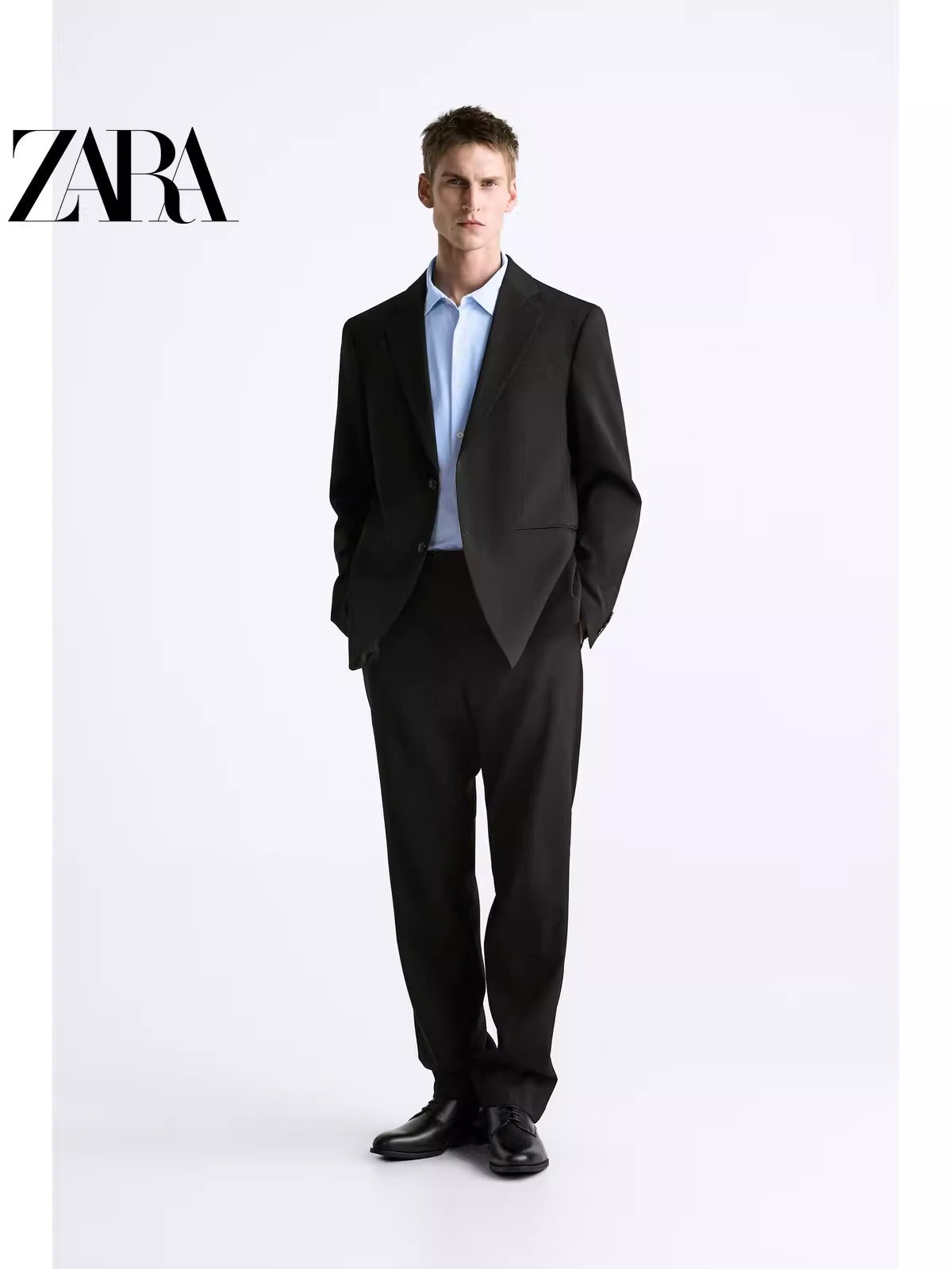 Importé - ZARA NEW - Chaussure Homme Britannique Classiques  En Cuir PU - Noir