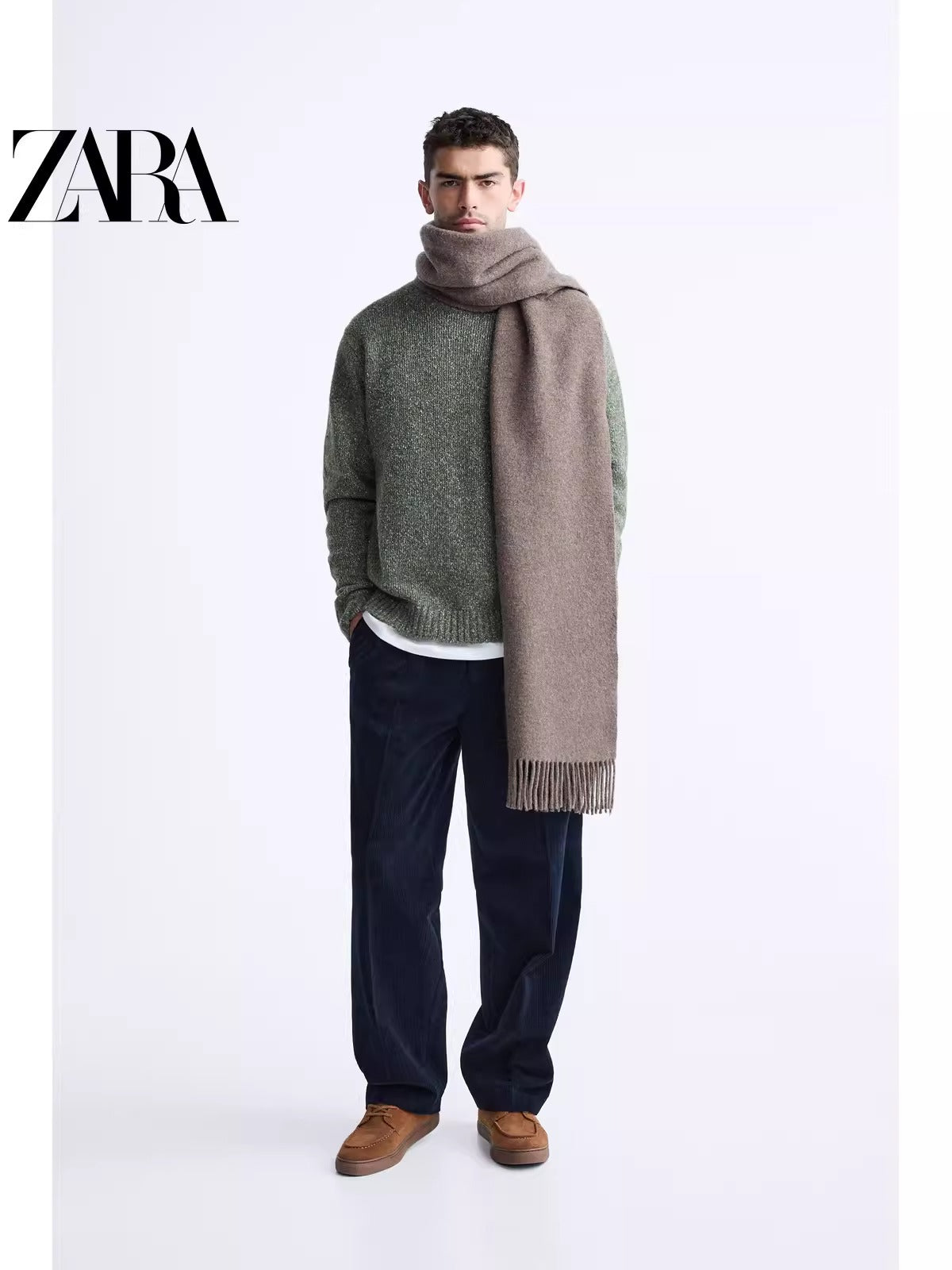 Importé - ZARA NEW - Chaussure Homme Sport Mocassin Rétro En Cuir Daim - Marron