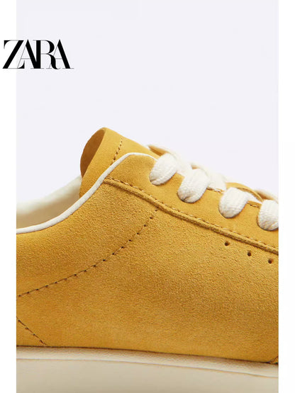 Importé - ZARA NEW - Chaussure Homme Sport Baskets En Daim - Jaune
