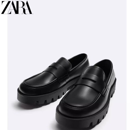 Importe ZARA NEW Chaussure Homme Mocassin Retro Decontractees En Cuir Noir