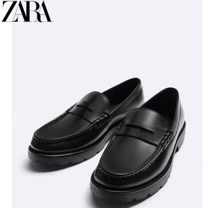 Importé - ZARA NEW - Chaussure Homme Mocassin Simple En Cuir - Noir