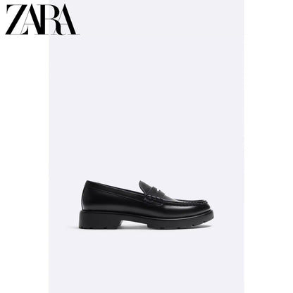 Importé - ZARA NEW - Chaussure Homme Mocassin Simple En Cuir - Noir