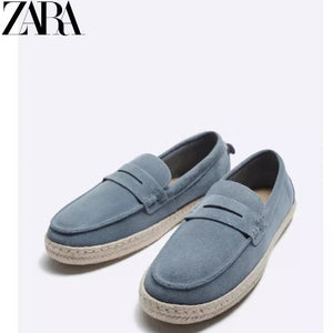 Importé - ZARA NEW - Chaussure Homme Sport Bateau  Mocassin En Cuir Daim - Bleu