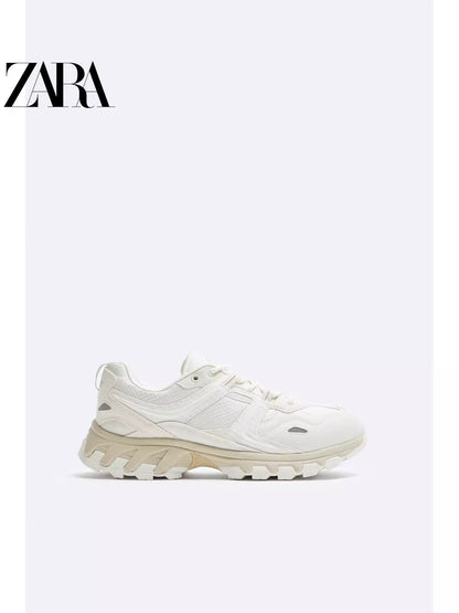 Importé  - ZARA NEW - Chaussure Homme Sport Baskets Style Rétro - Blanc