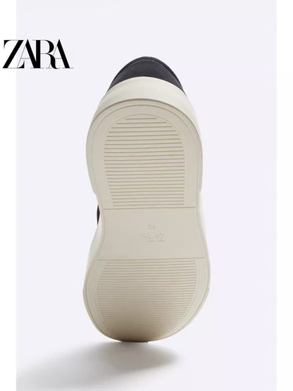 Importé  - ZARA NEW - Chaussure Homme Sport baskets Sans Lacets En Daim - Bleu