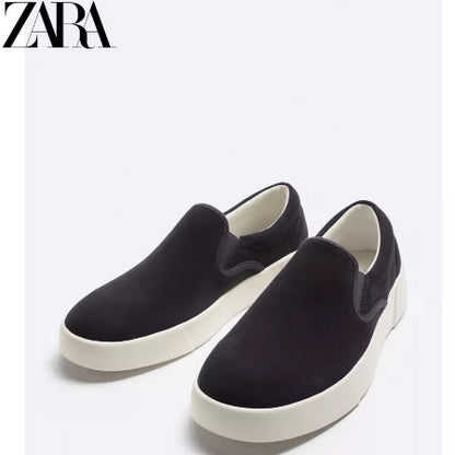 Importé  - ZARA NEW - Chaussure Homme Sport baskets Sans Lacets En Daim - Bleu
