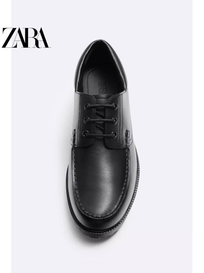 Importé - ZARA NEW - Chaussure Homme Britannique En Cuir PU - Noir