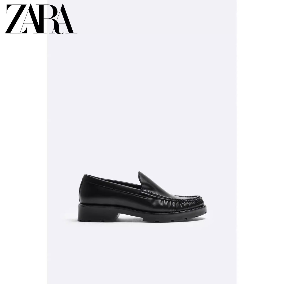 Importé - ZARA NEW - Chaussure Homme Bateau Mocassin Simple En Cuir - Noir