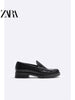 Importé - ZARA NEW - Chaussure Homme Bateau Mocassin Simple En Cuir - Noir