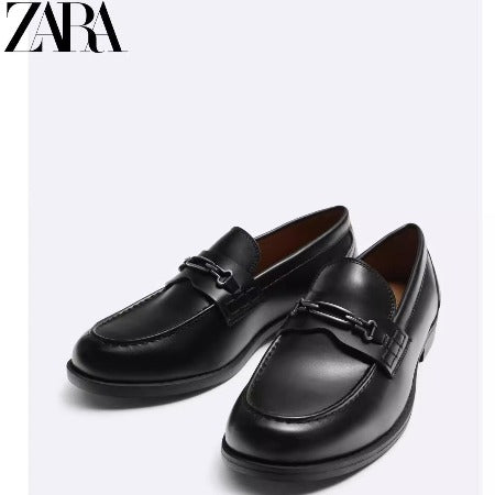 Importé - ZARA NEW - Chaussure Homme Bateau Mocassin En Cuir - Noir