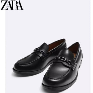 Importé - ZARA NEW - Chaussure Homme Bateau Mocassin En Cuir - Noir