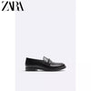 Importé - ZARA NEW - Chaussure Homme Bateau Mocassin En Cuir - Noir