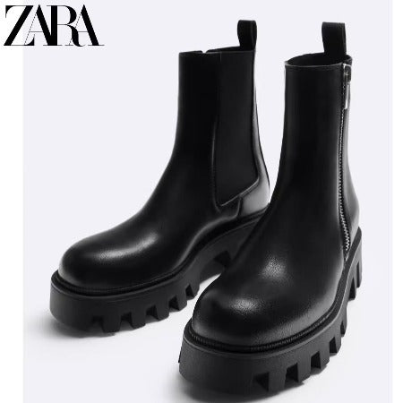 Importé - ZARA NEW - Chaussure Homme Montantes Chelsea Boots A Chaîne - Noir
