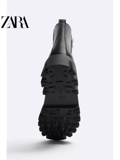 Importé - ZARA NEW - Chaussure Homme Montantes Chelsea Boots A Chaîne - Noir