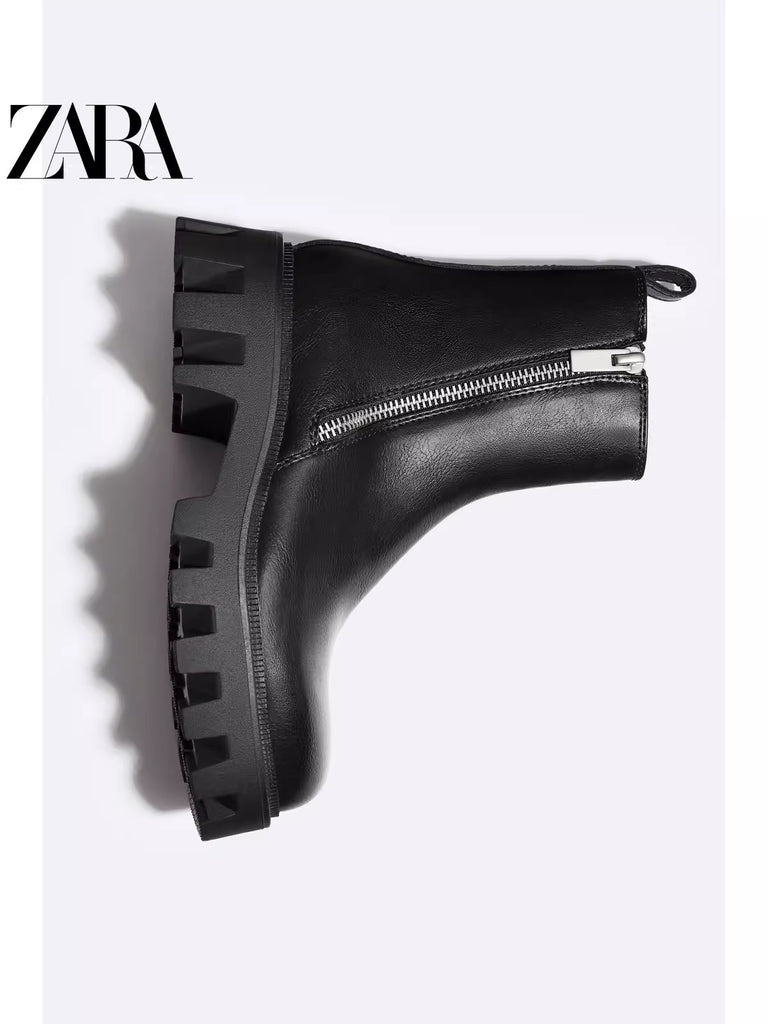 Importé - ZARA NEW - Chaussure Homme Montantes Chelsea Boots A Chaîne - Noir