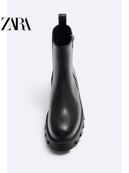 Importé - ZARA NEW - Chaussure Homme Montantes Chelsea Boots A Chaîne - Noir