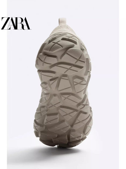 Importé - ZARA NEW - Chaussure Homme Sport Baskets Rétro Sans Lacets - Beige