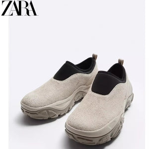 Importé - ZARA NEW - Chaussure Homme Sport Baskets Rétro Sans Lacets - Beige