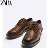 Importé - ZARA NEW - Chaussure Homme Britannique En Cuir Perforé  - Marron